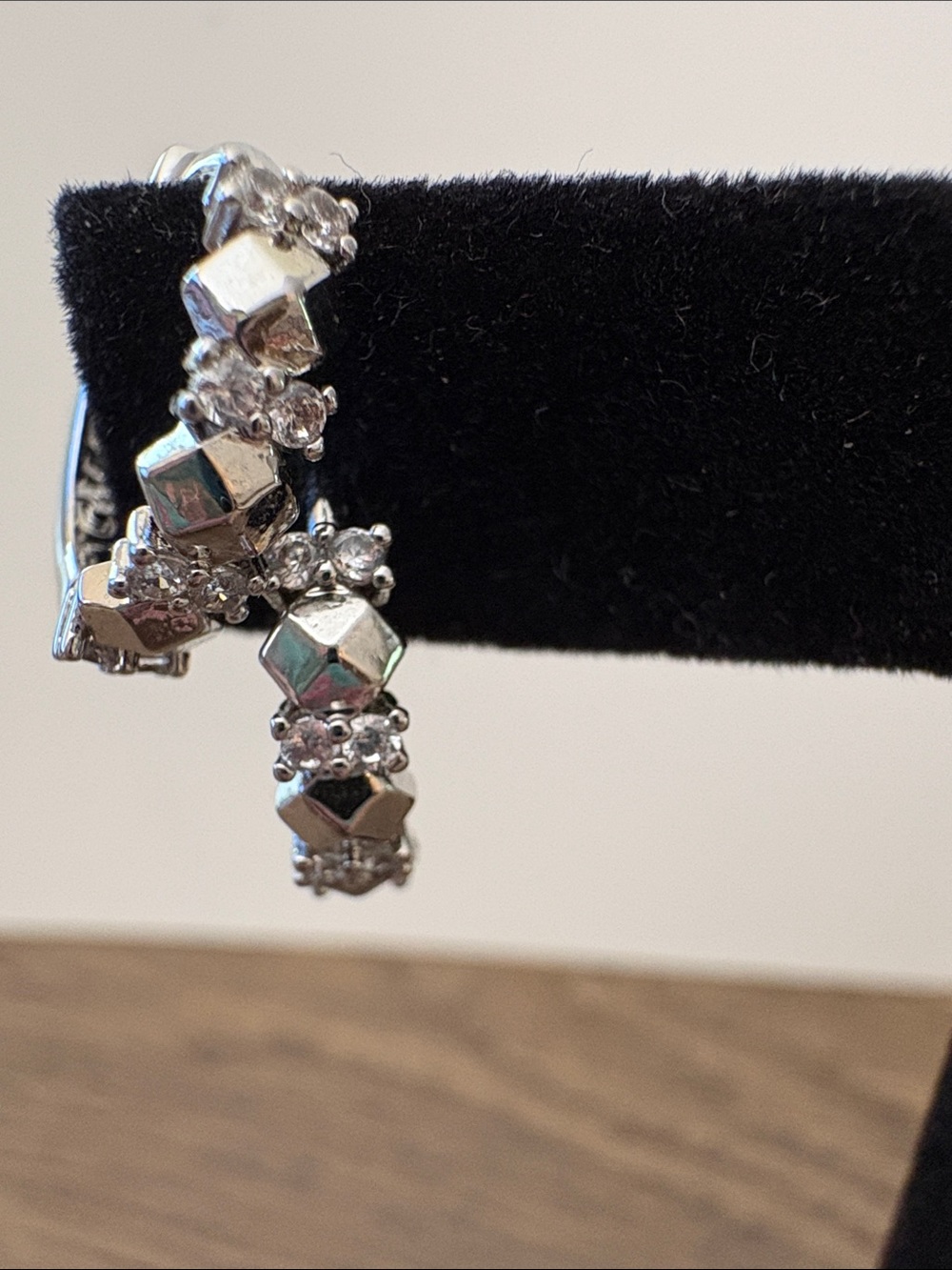 Pretty Bird Silver Crystal Pavé Huggie Earrings